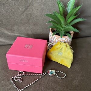 Loewe Sterling Silver Colored Rhinestone Necklace with Dust bag and Box